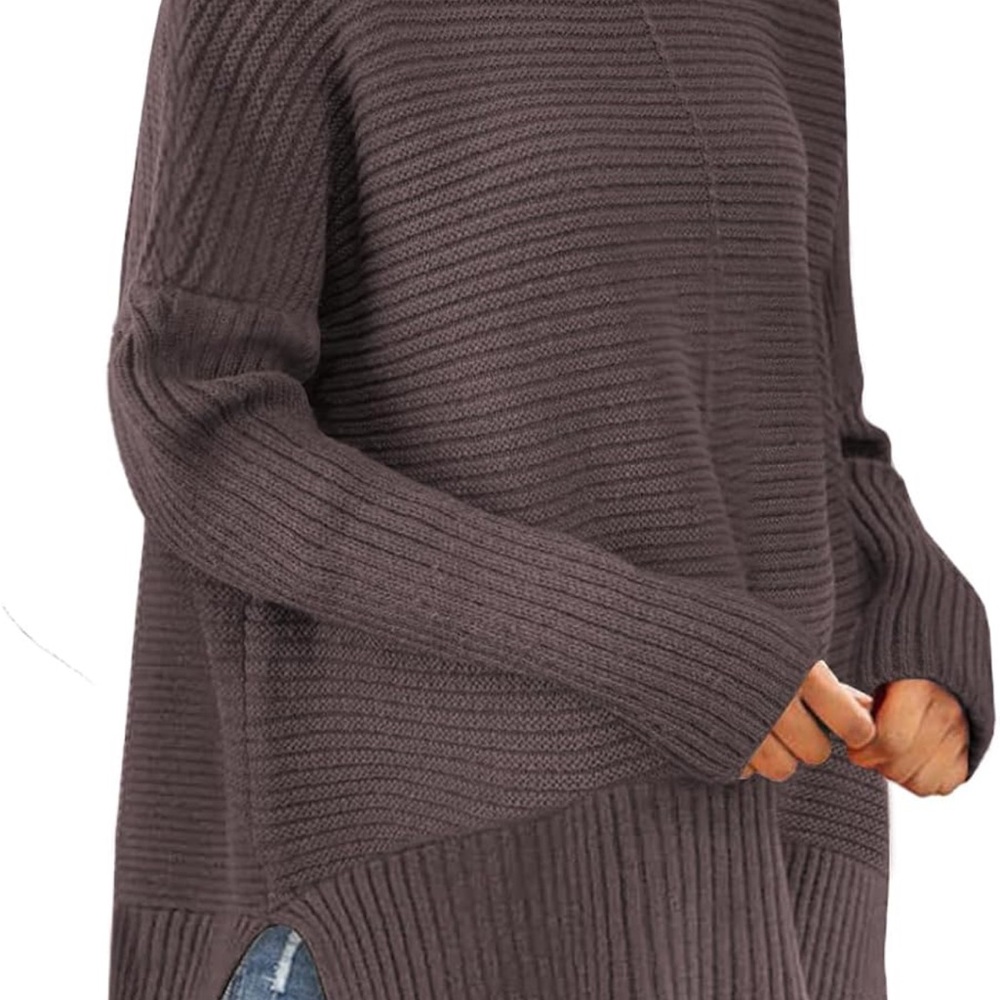Amazon Women's Ribbed Knit Turtleneck Sweater - Dark Brown